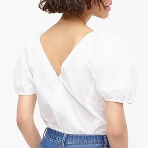 J.Crew V-back Puff Sleeve Organic Poplin Top